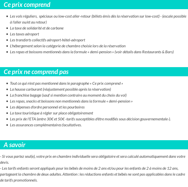 Conditions tarifaires