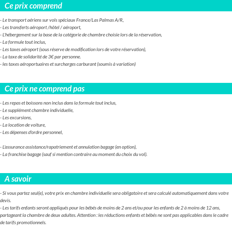 Conditions tarifaires