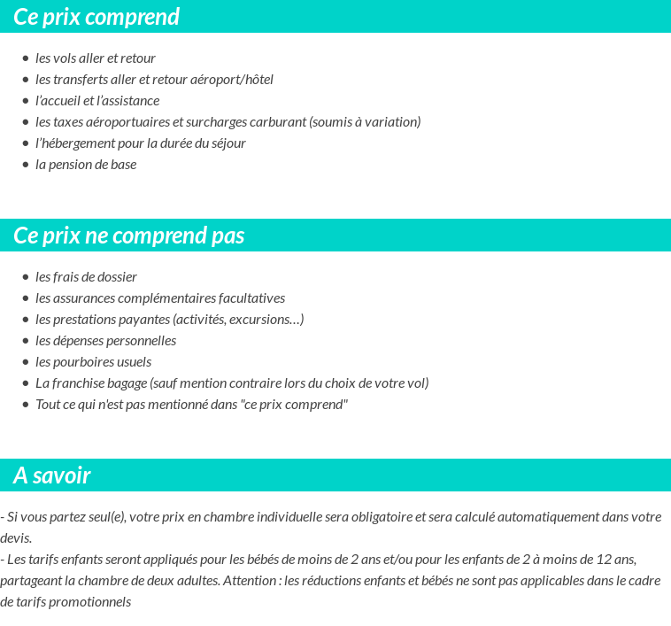 Conditions tarifaires