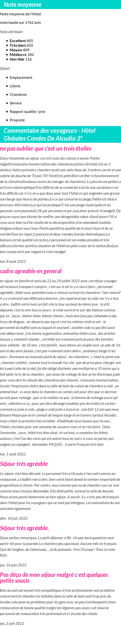 Avis clients
