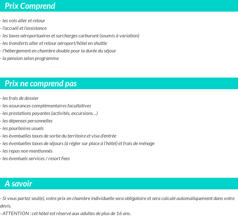 Conditions tarifaires