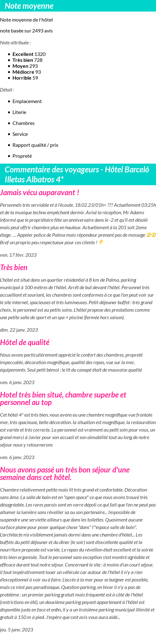 Avis clients