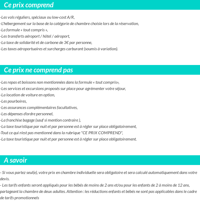 Conditions tarifaires