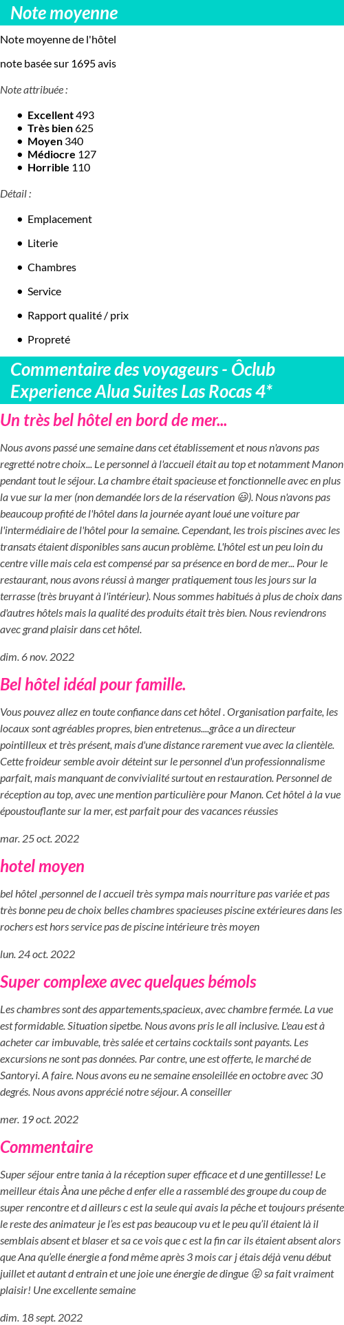 Avis clients
