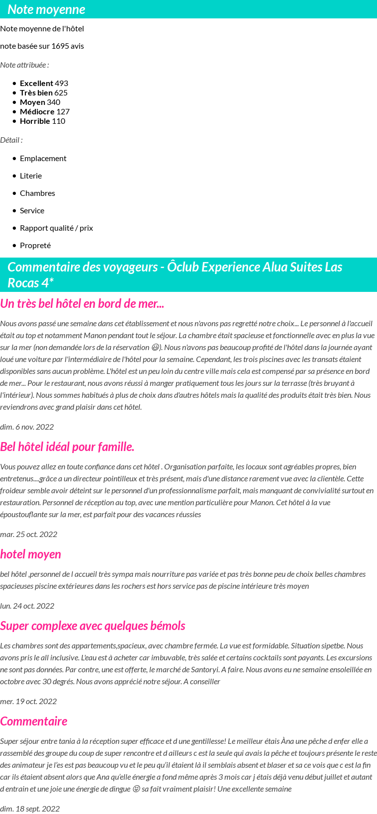 Avis clients