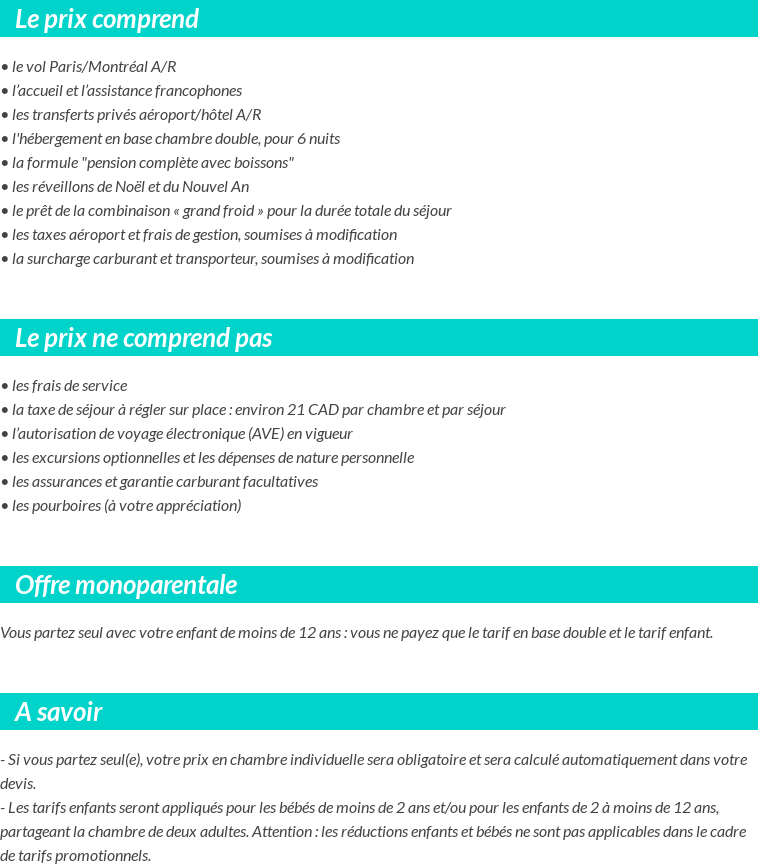 Conditions tarifaires