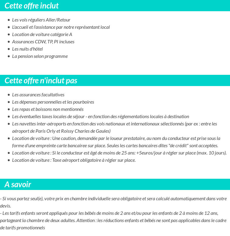 Conditions tarifaires