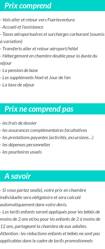 Conditions tarifaires