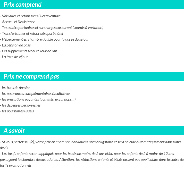 Conditions tarifaires