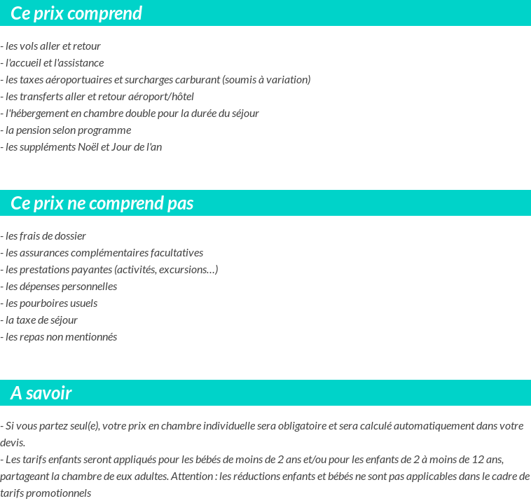 Conditions tarifaires