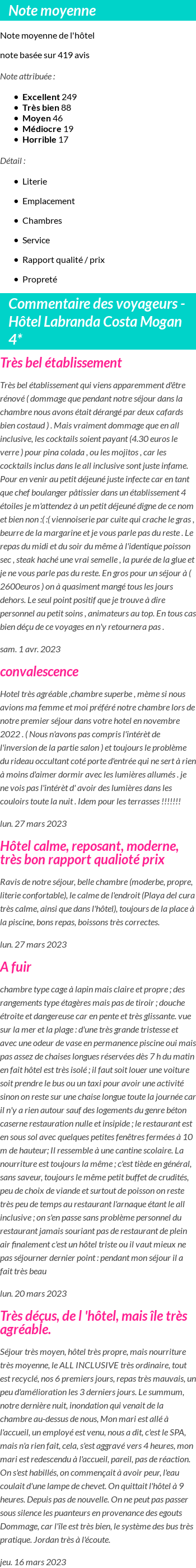 Avis clients