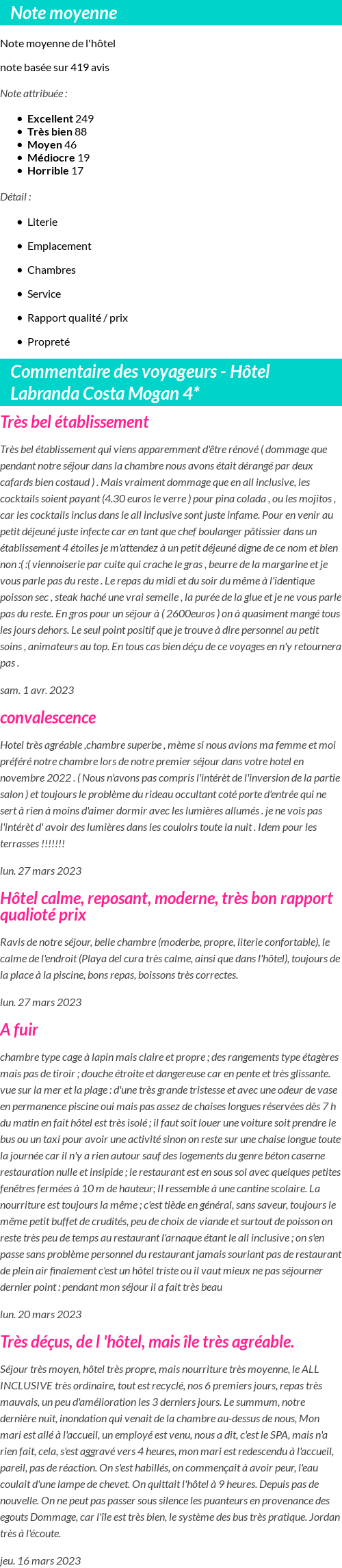 Avis clients