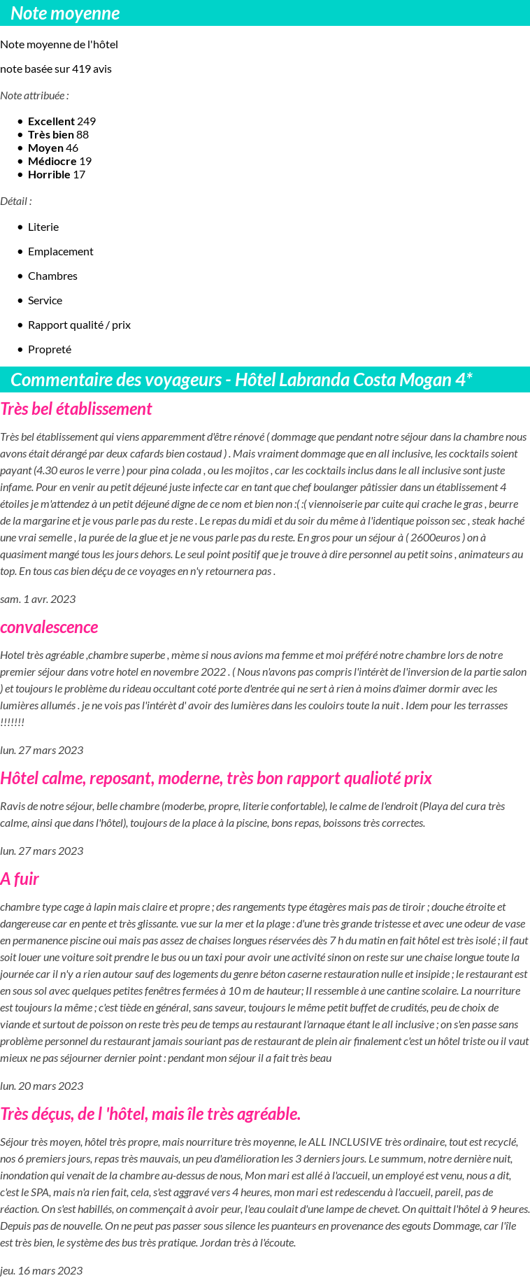 Avis clients