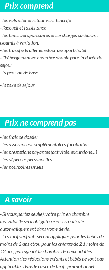 Conditions tarifaires