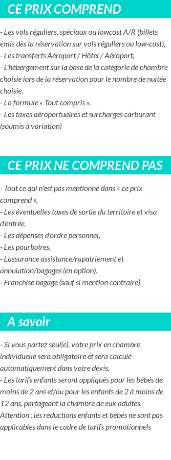 Conditions tarifaires