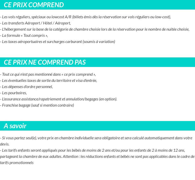 Conditions tarifaires