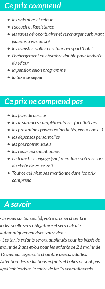 Conditions tarifaires