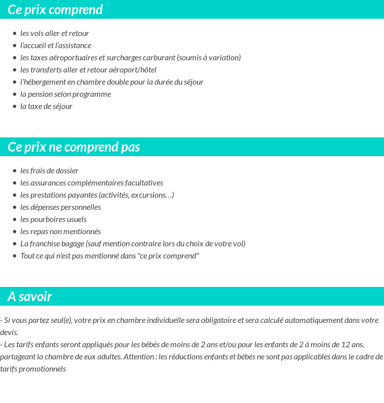 Conditions tarifaires