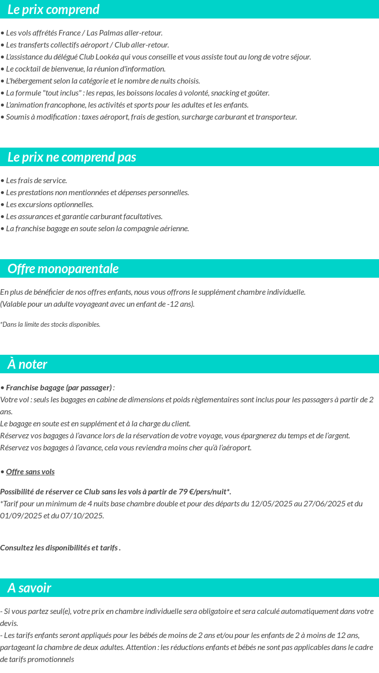 Conditions tarifaires