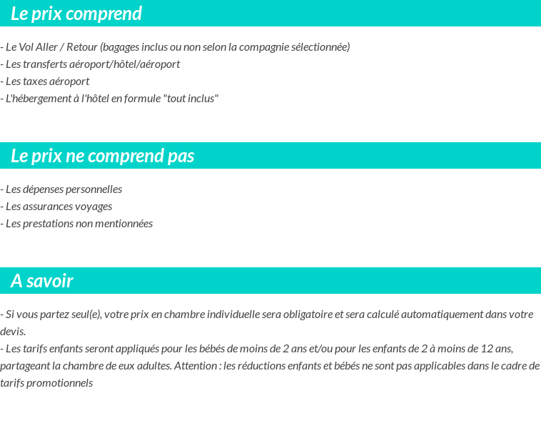 Conditions tarifaires