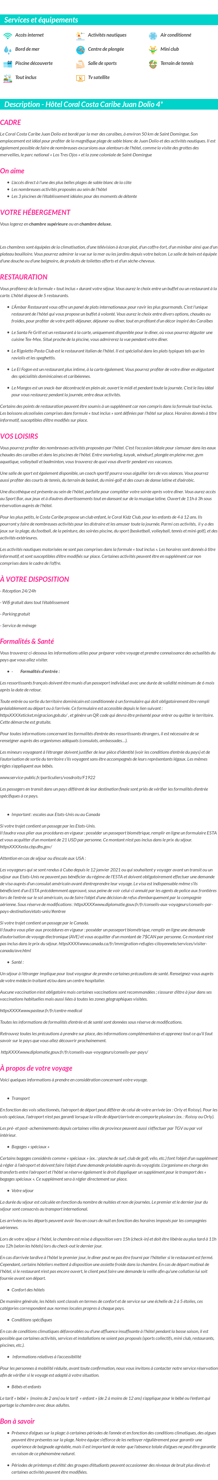 Détails du séjour