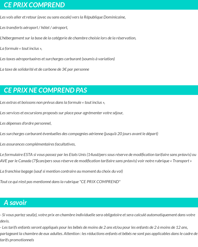 Conditions tarifaires