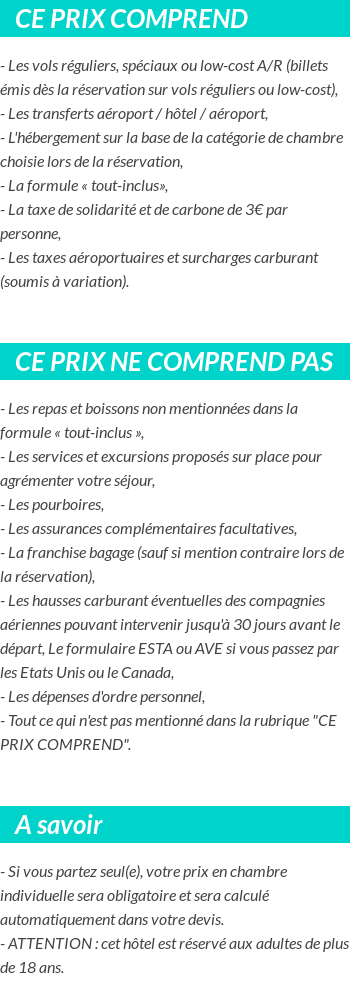 Conditions tarifaires