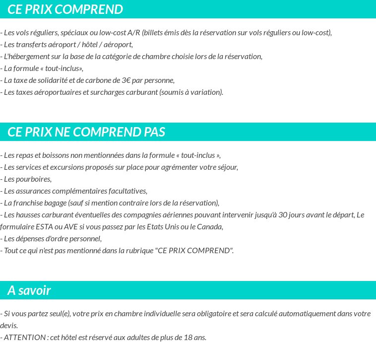 Conditions tarifaires