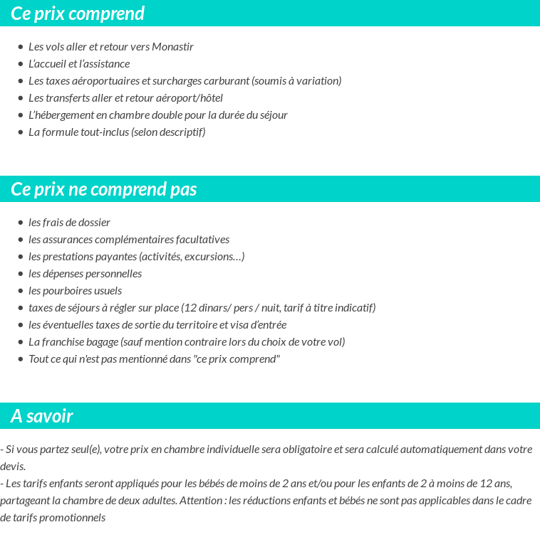 Conditions tarifaires