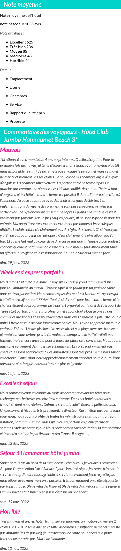 Avis clients