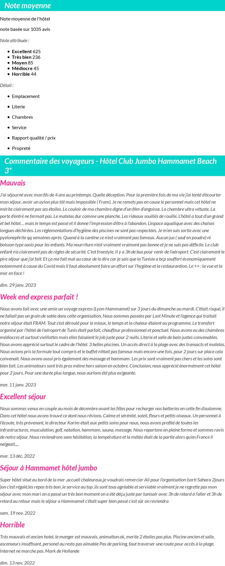 Avis clients