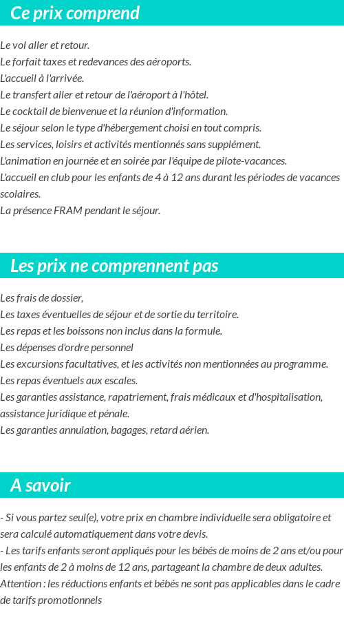 Conditions tarifaires