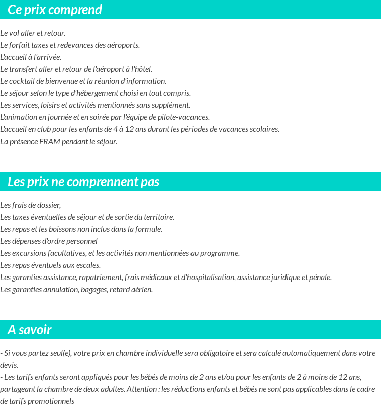 Conditions tarifaires