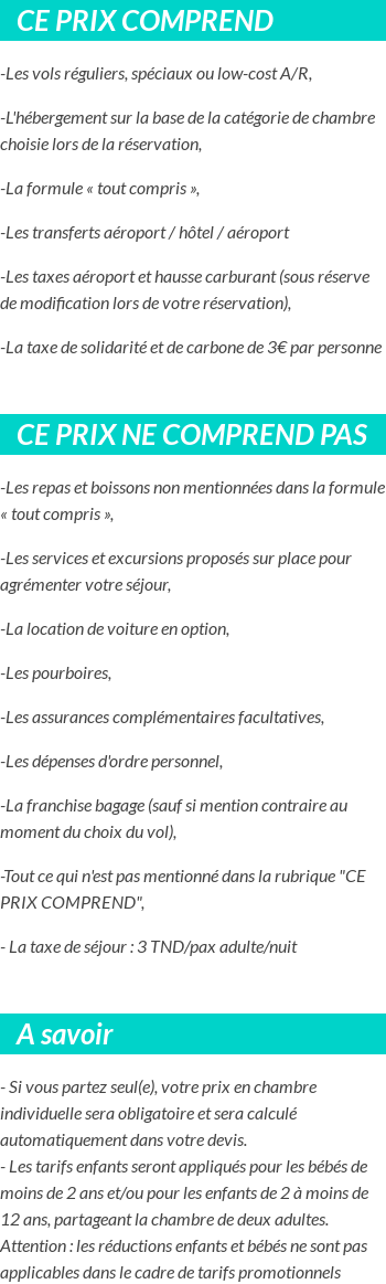 Conditions tarifaires