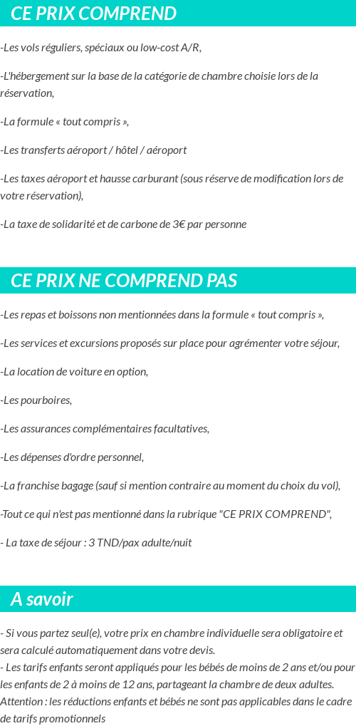 Conditions tarifaires