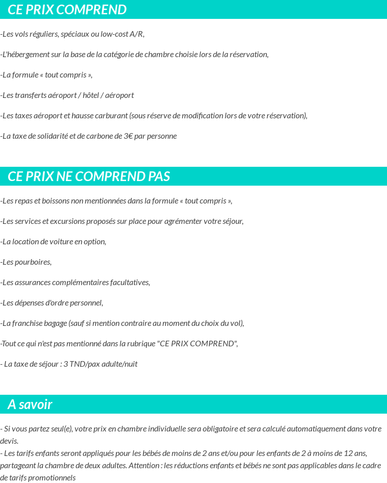 Conditions tarifaires