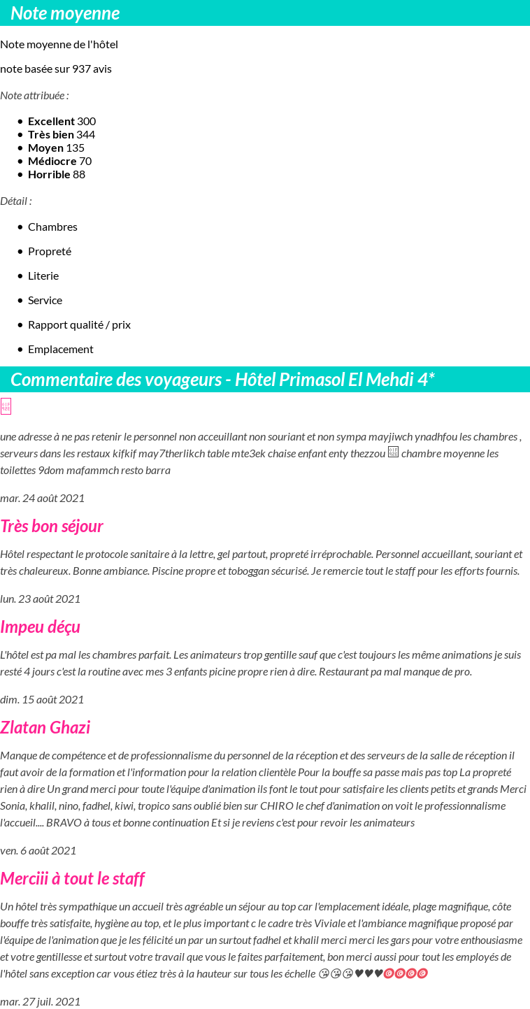 Avis clients