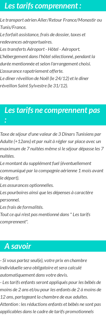 Conditions tarifaires