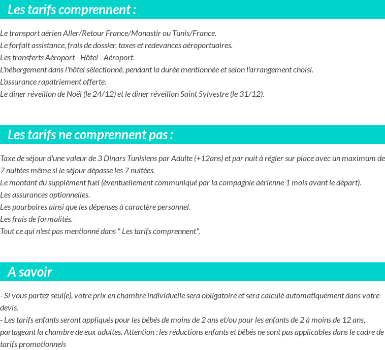 Conditions tarifaires