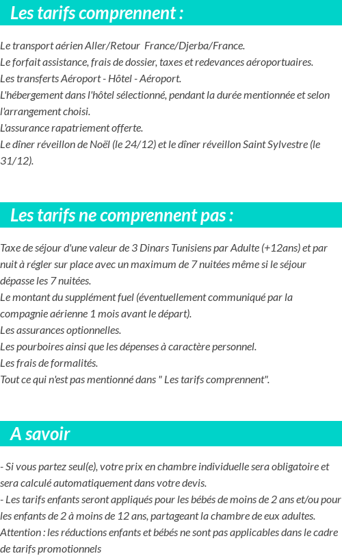 Conditions tarifaires