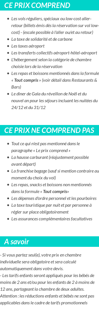Conditions tarifaires