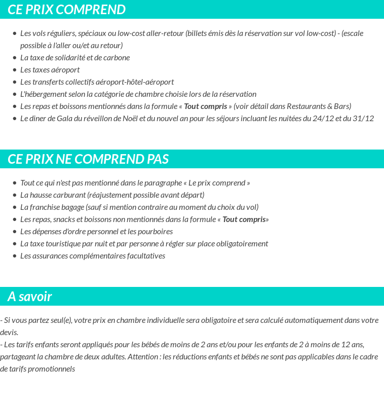 Conditions tarifaires