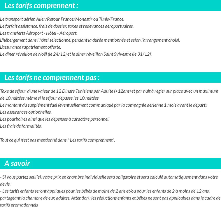 Conditions tarifaires