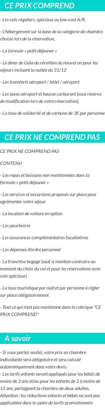 Conditions tarifaires