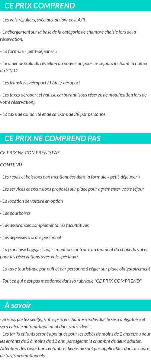 Conditions tarifaires