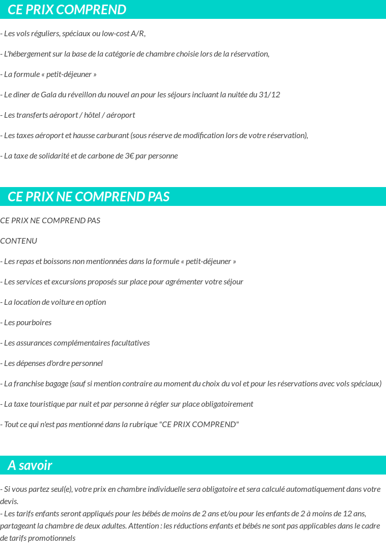 Conditions tarifaires
