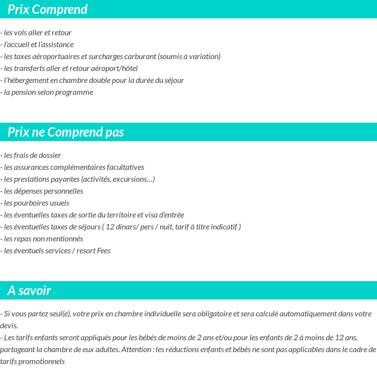 Conditions tarifaires