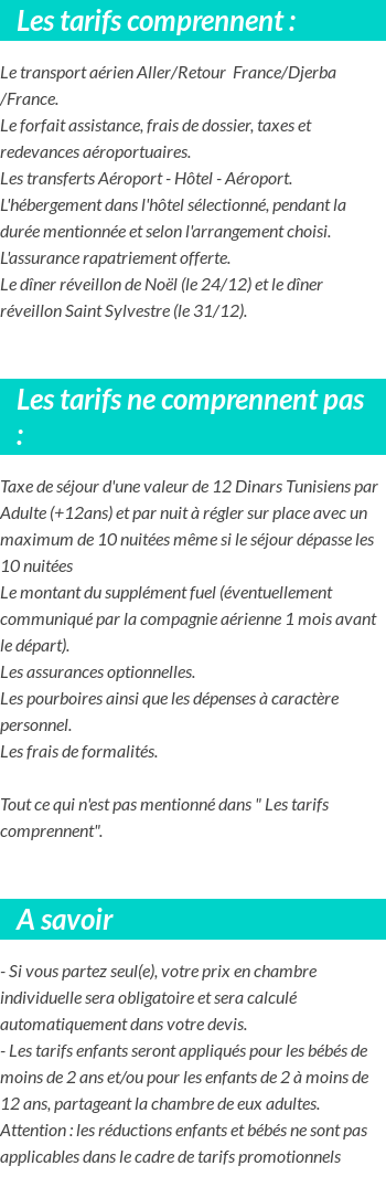 Conditions tarifaires