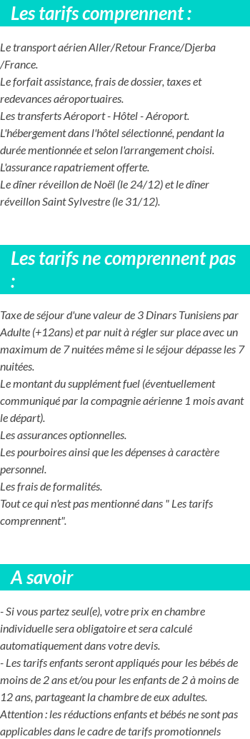 Conditions tarifaires