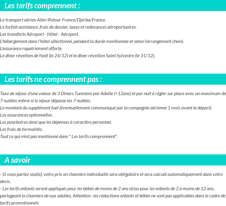 Conditions tarifaires